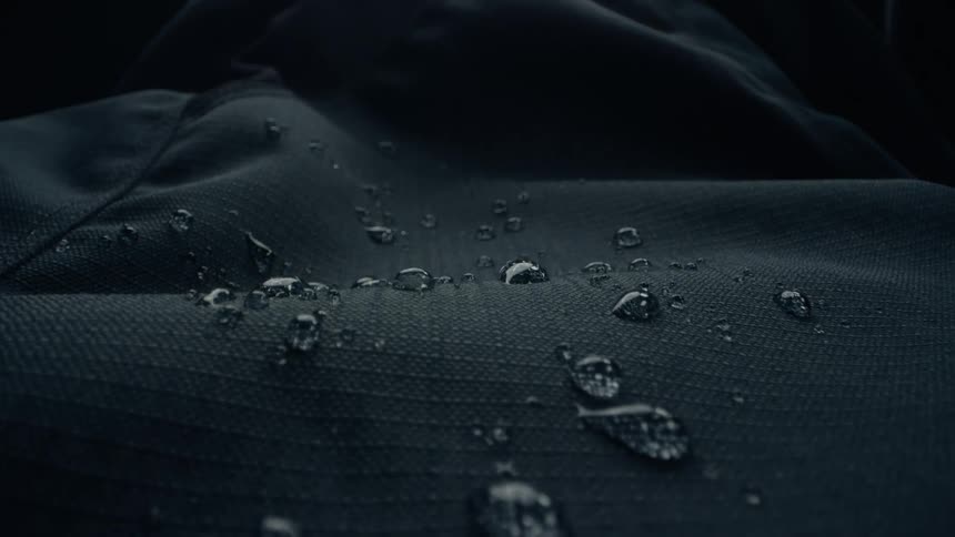 The fabric is covered in drops of water