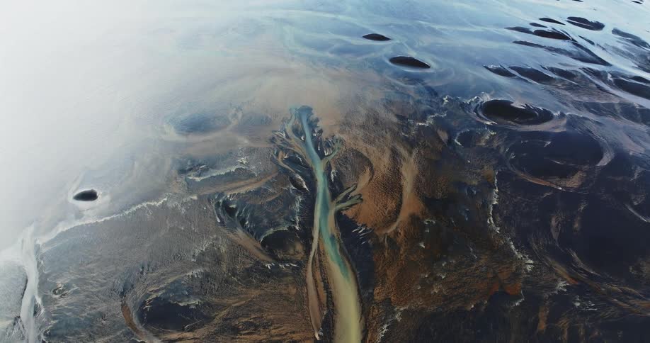 Glacier river of different colors