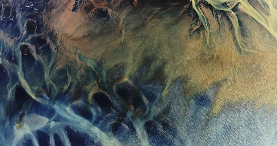 blue and yellow glacier rivers patch nature art