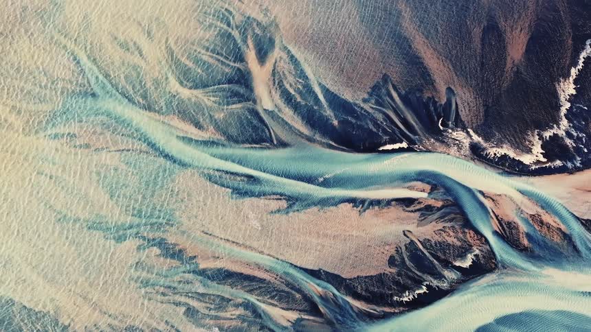 Glacier rivers art painting