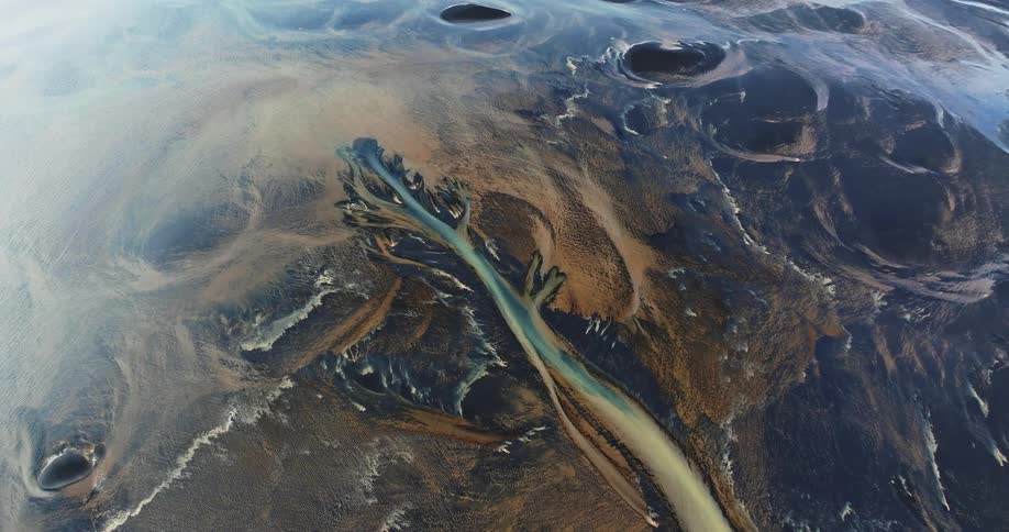 Aerial of glacier rivers
