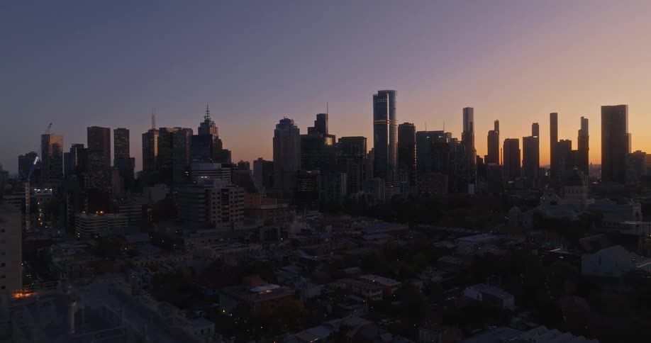From an aerial perspective skyscrapers and buildings cast striking silhouettes against the vast expanse of the sky