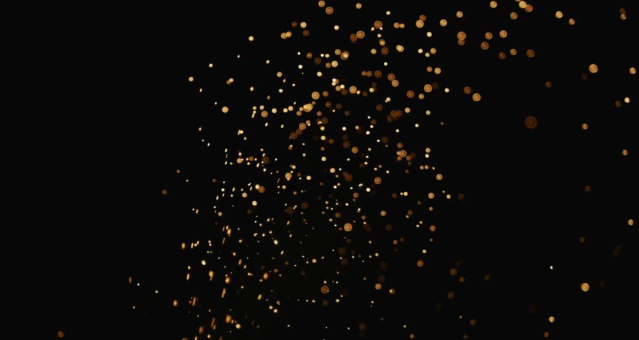 Golden sparks released in the dark