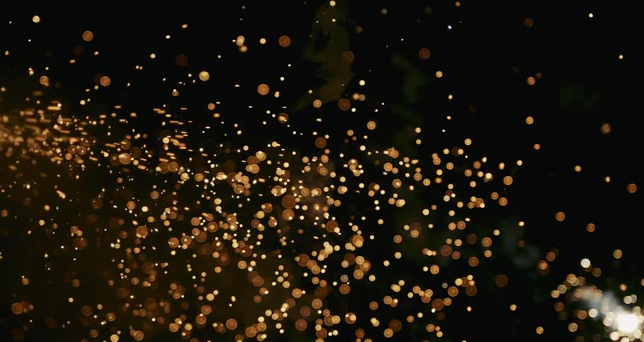 Fireworks releasing sparks into the night sky