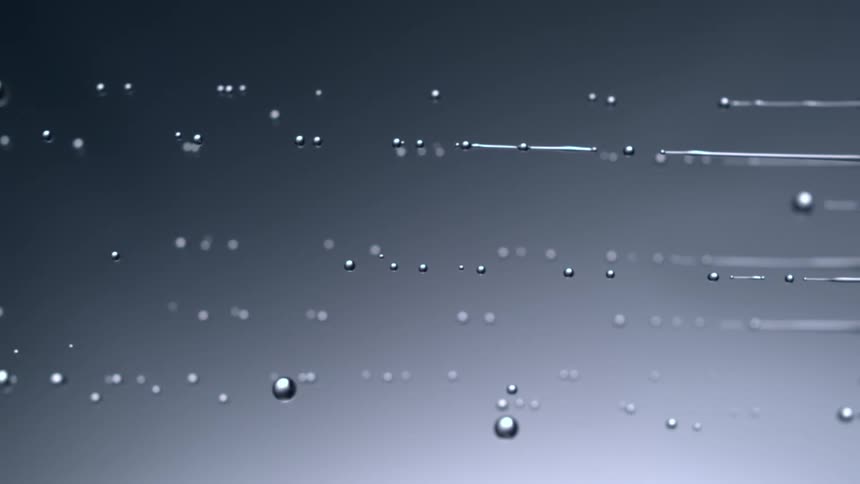 Water droplets move towards the left side