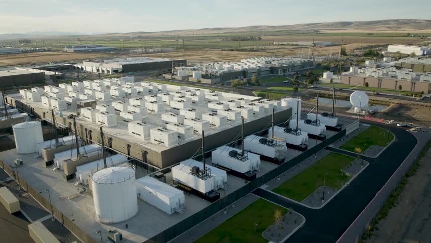 Massive support infrastructure surrounds a brand new enterprise data center