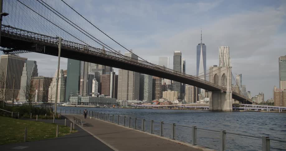 Panorama of a city with skyscrapers by the seaside