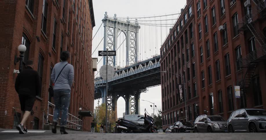 Panorama of a tourist city with a bridge in the foreground
