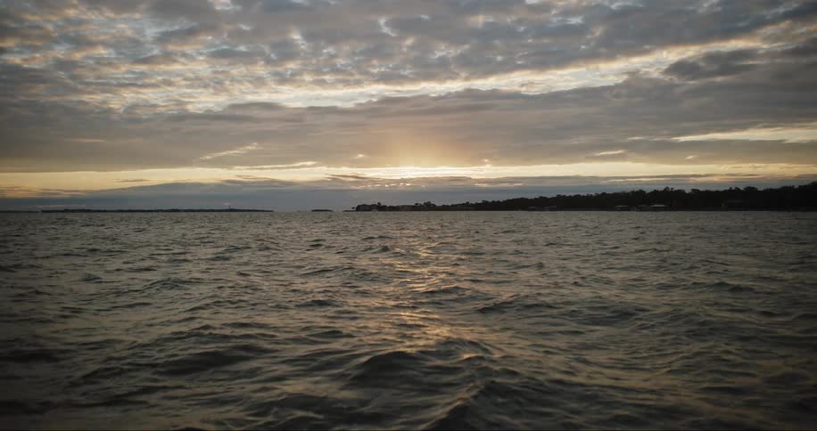 Landscape of body of water at sunset