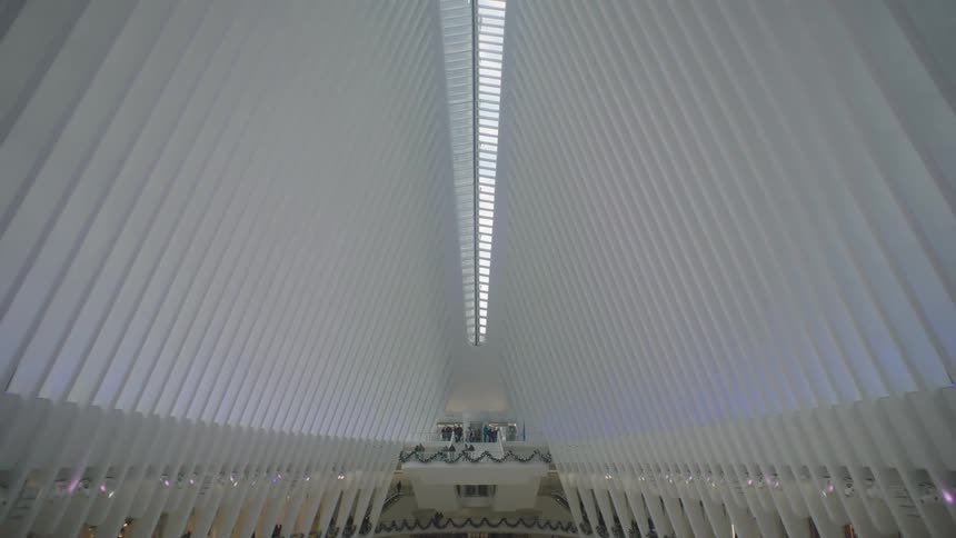 A skylight is at the top of the building