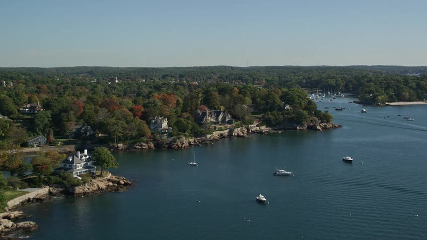 Mansions by the seaside and forested areas