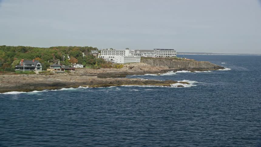 A building under construction in the small coastal town