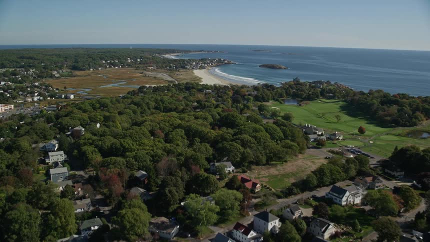 An aerial view of a rural community closer to the sea