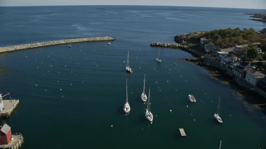 A marina is on the edge of town