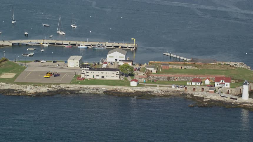 Aerial panorama of docks by the seaside