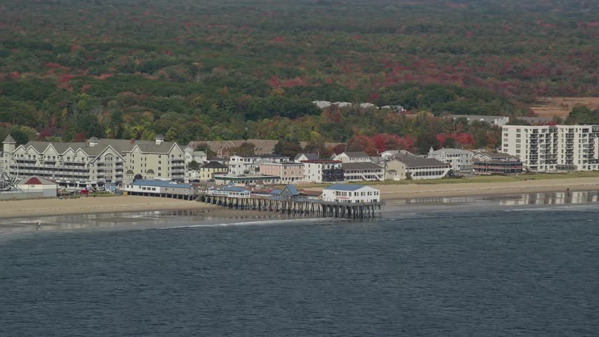 Aerial panorama of houses and apartments by the seaside