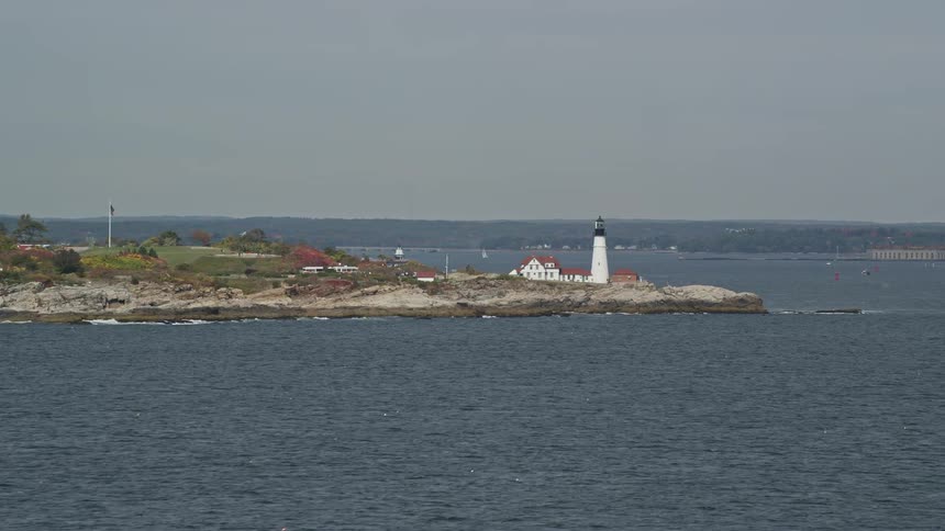 Aerial view of a lighthouse on the shore