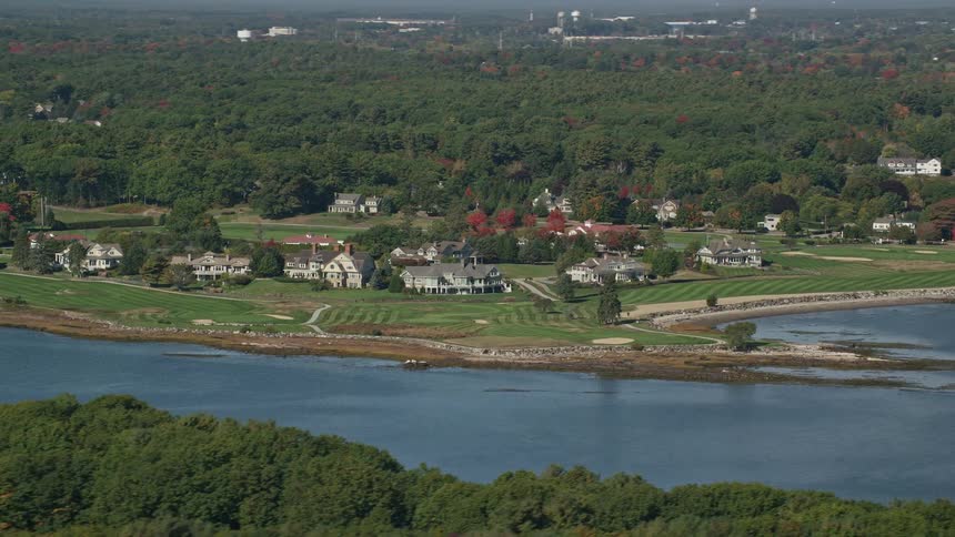Residential buildings at waterfront at midday