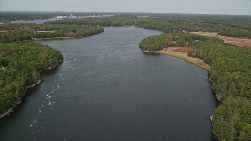 Aerial view of a winding river