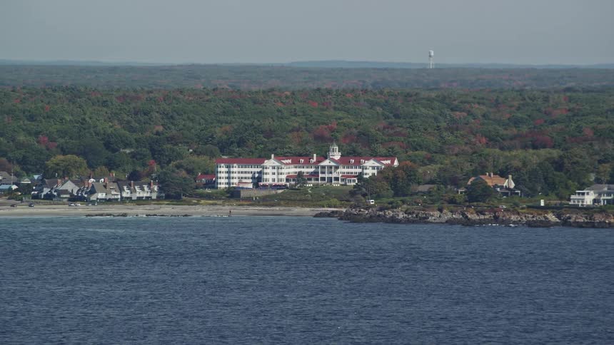 A mansion is on the shore line