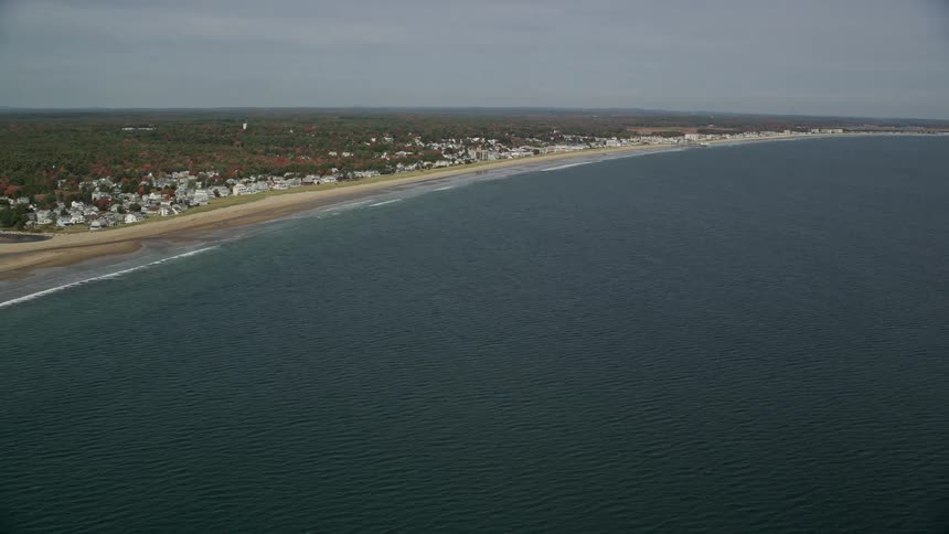 Aerial of the beach in a coastal town