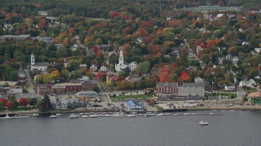 Aerial view and panorama of an urban city by the seaside