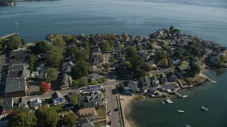 A neighborhood is on the shoreline