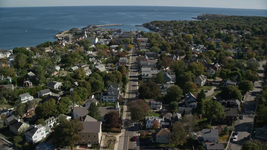 The suburban town is right on the shore