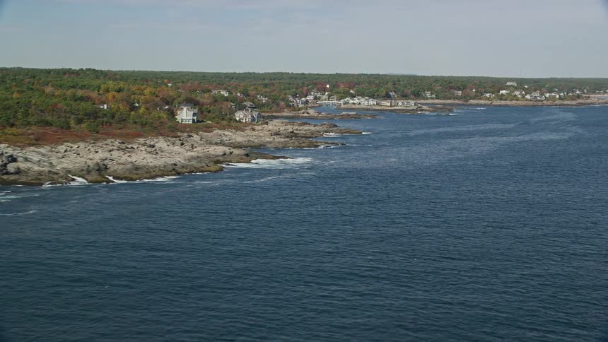 Aerial of a small rural coastal town