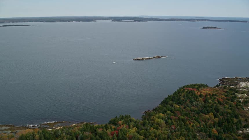 Aerial of a small island in the middle of the ocean