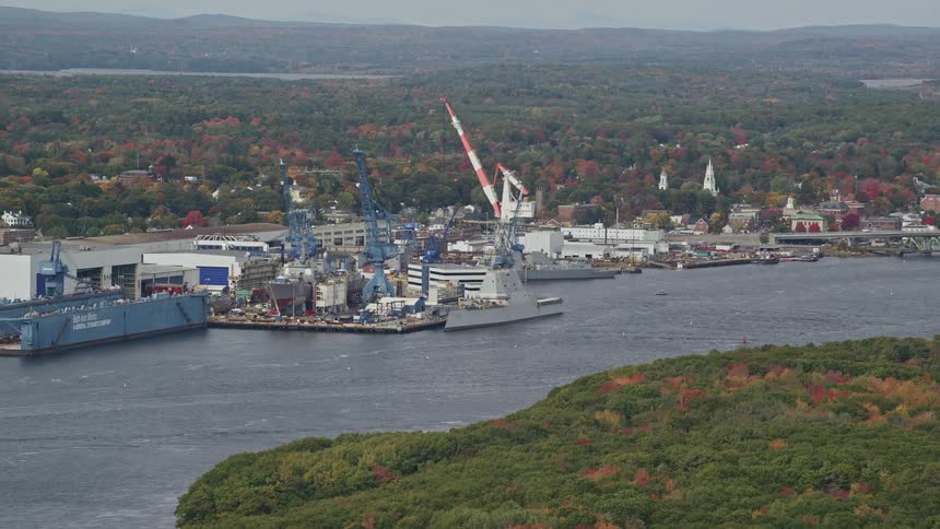 Skyline of the port area of the small coastal town