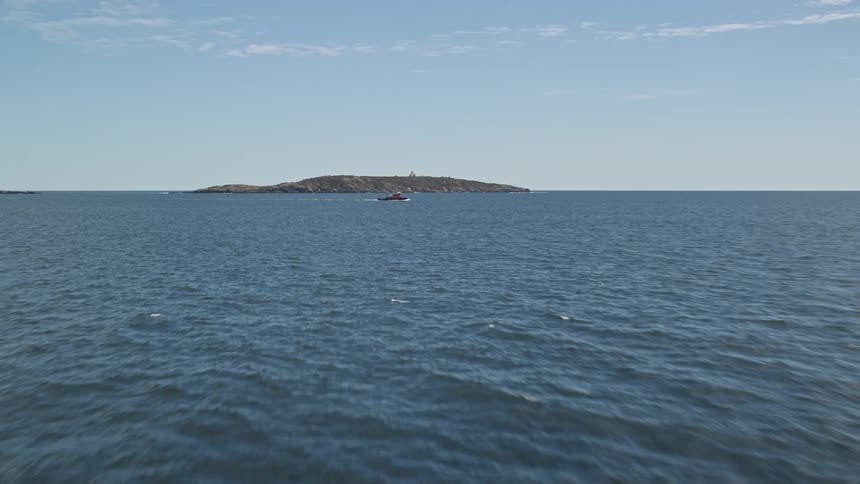 Panorama of the sea with the coastline on the horizon