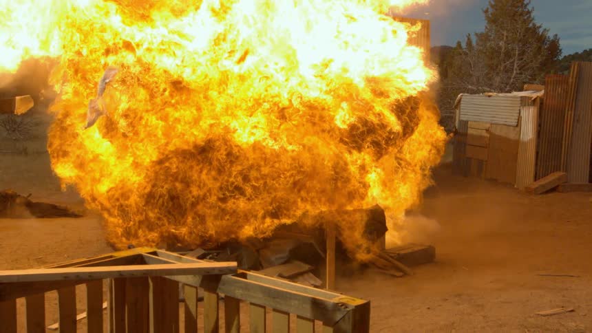 A soldier flies backward as a giant explosion goes off