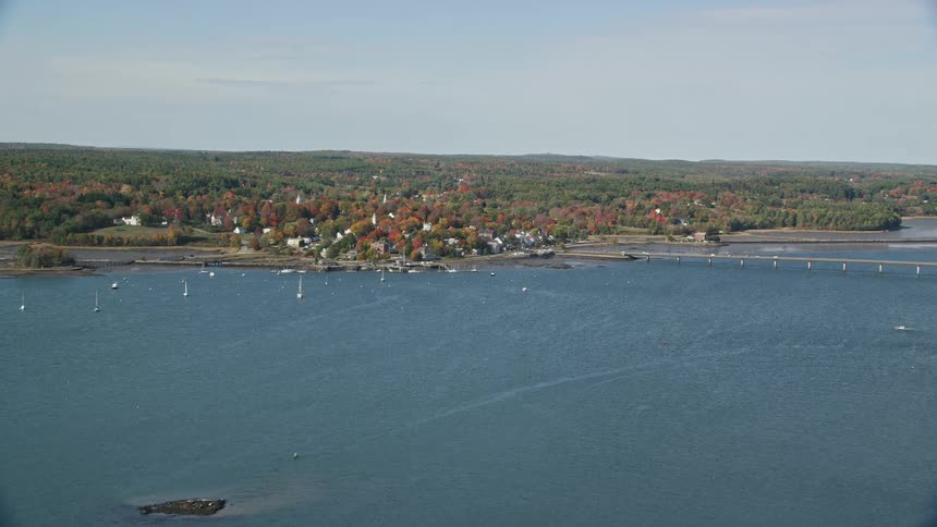 Aerial panorama of an urban city by the seaside