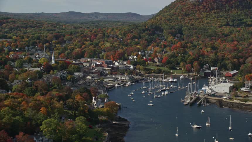 The harbor is at the foot of the small town