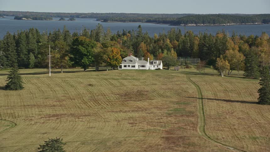 House on an island in the middle of a lake