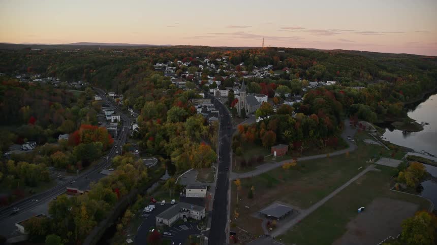 A residential region amidst forests and close to a lake
