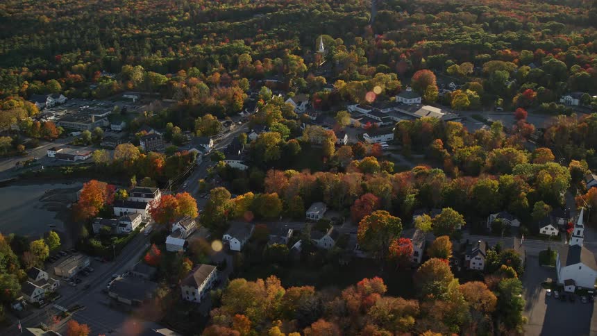 Aerial view of a small town in the countryside