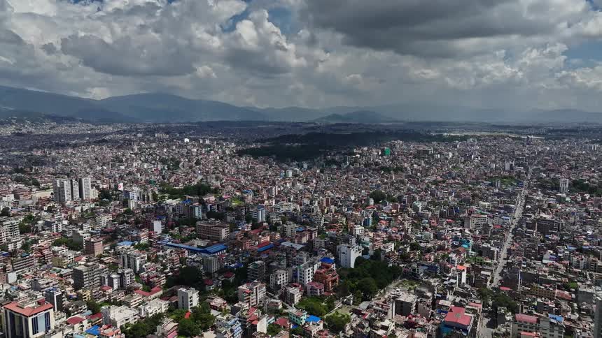 The city is full of large buildings