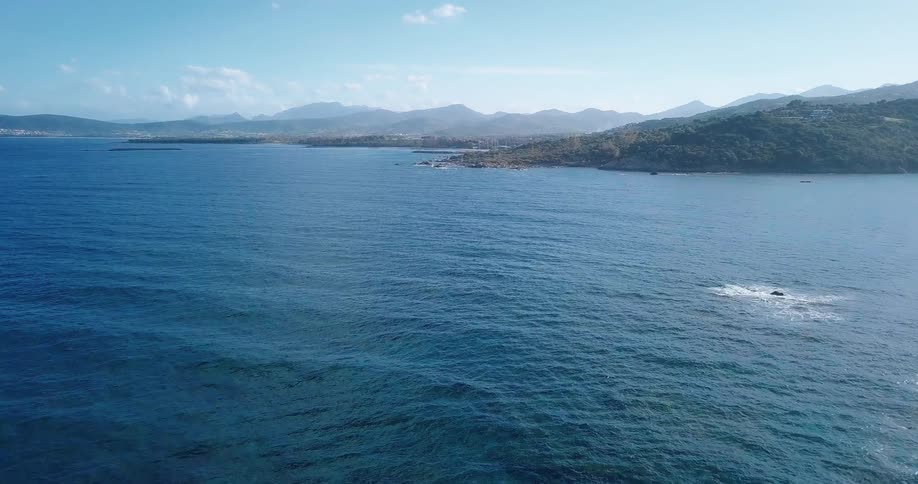 An aerial view of the sea and the shore