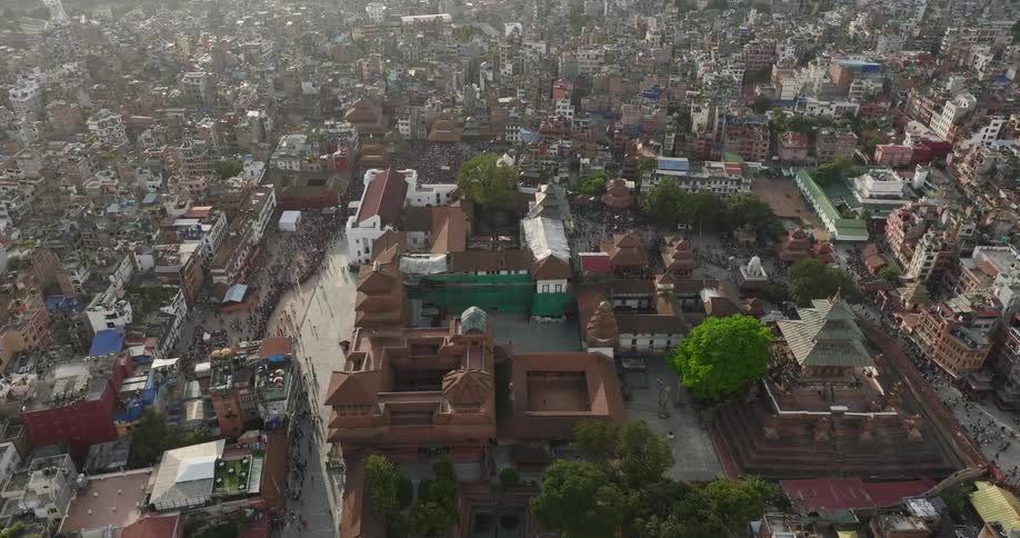Aerial view of taleju bhawani temple and the city