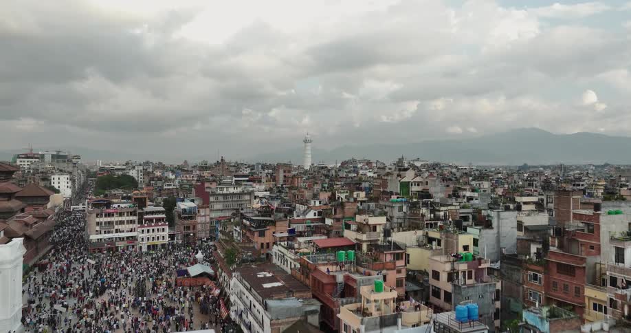 Aerial view of a celebration in kathmandu
