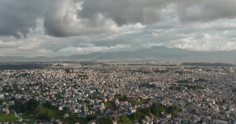Heavy clouds are over the city