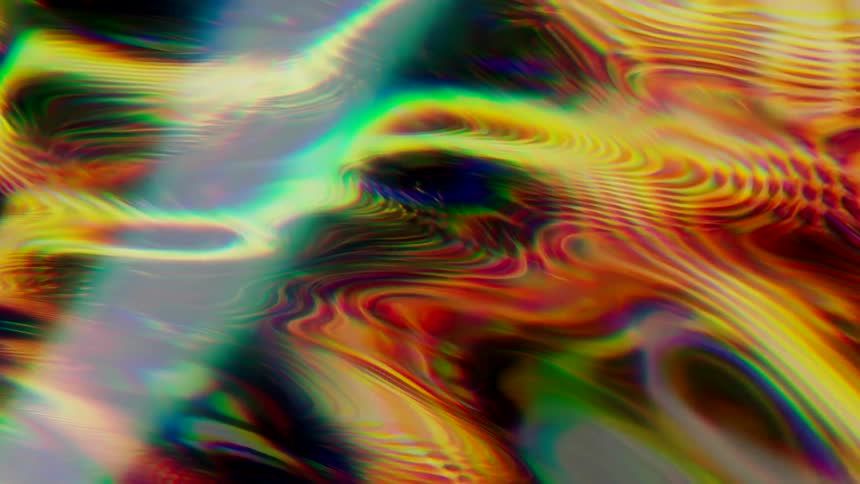 A 3D surface with several colored ripples from abstract light refractions