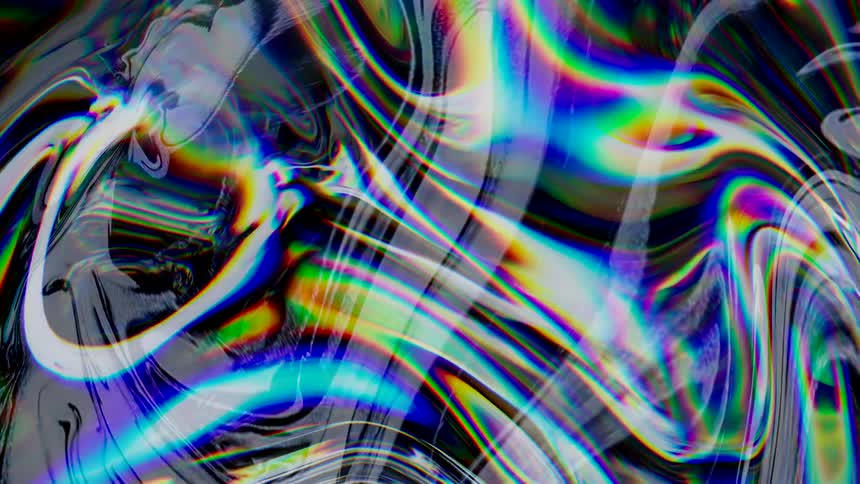 An abstract animated 3D light refraction of black and white shapes