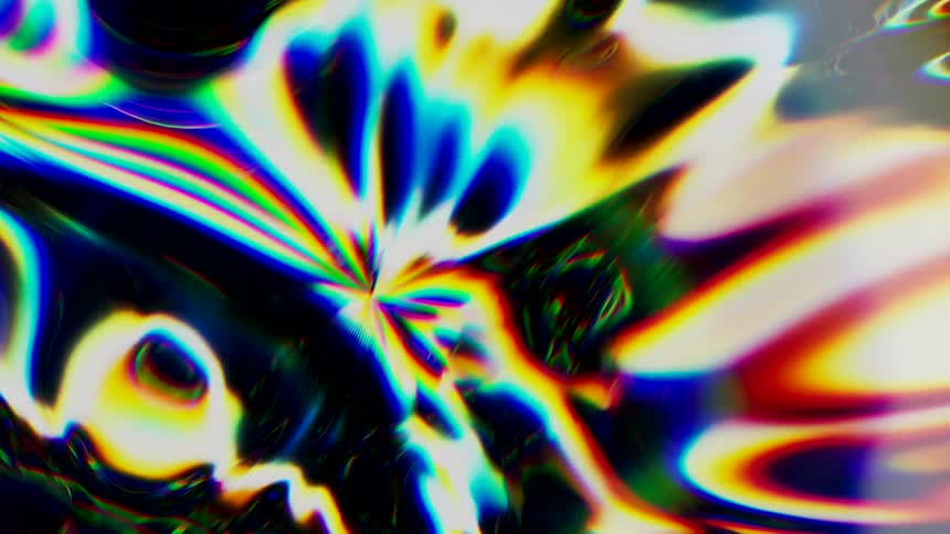 Holographic iridescent light swirls reflections in abstract 3D animation