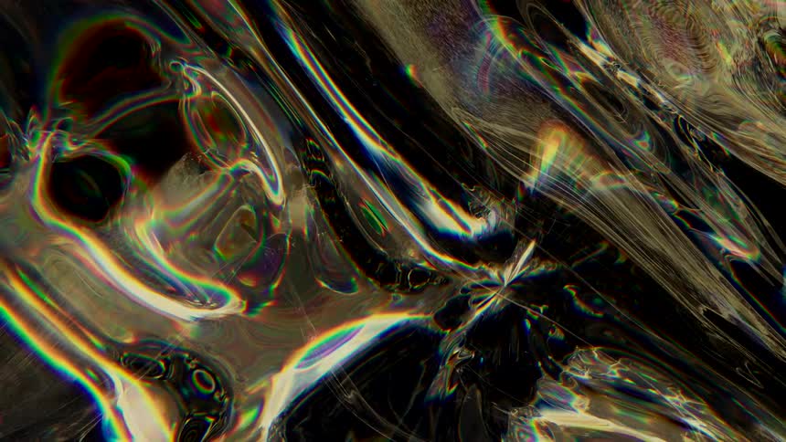 Abstract 3D gold shapes on refracted glass moving