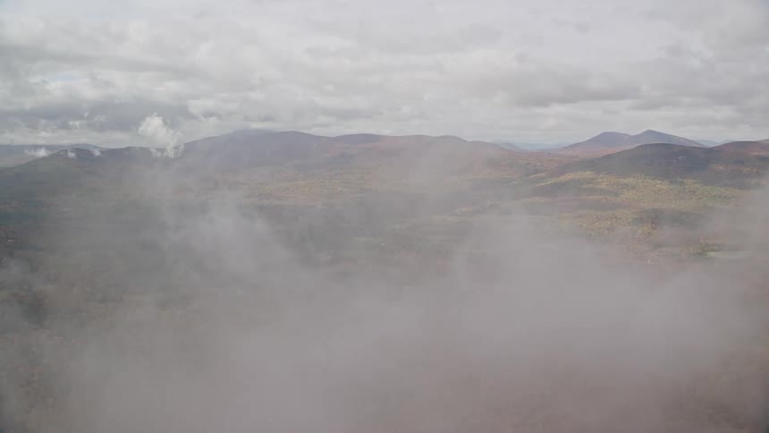 Aerial view mountains and fall landscape cloudy day