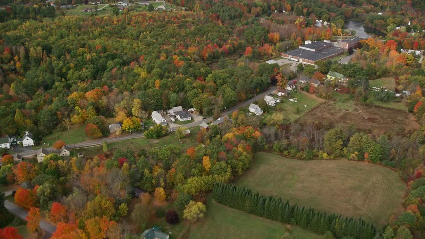 Aerial view of a small town in the countryside