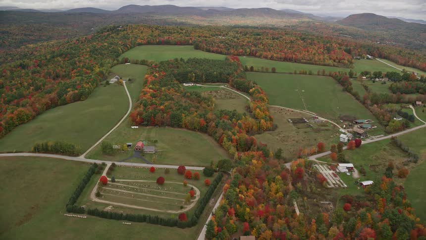 Aerial view of the fields of a country club in the countryside
